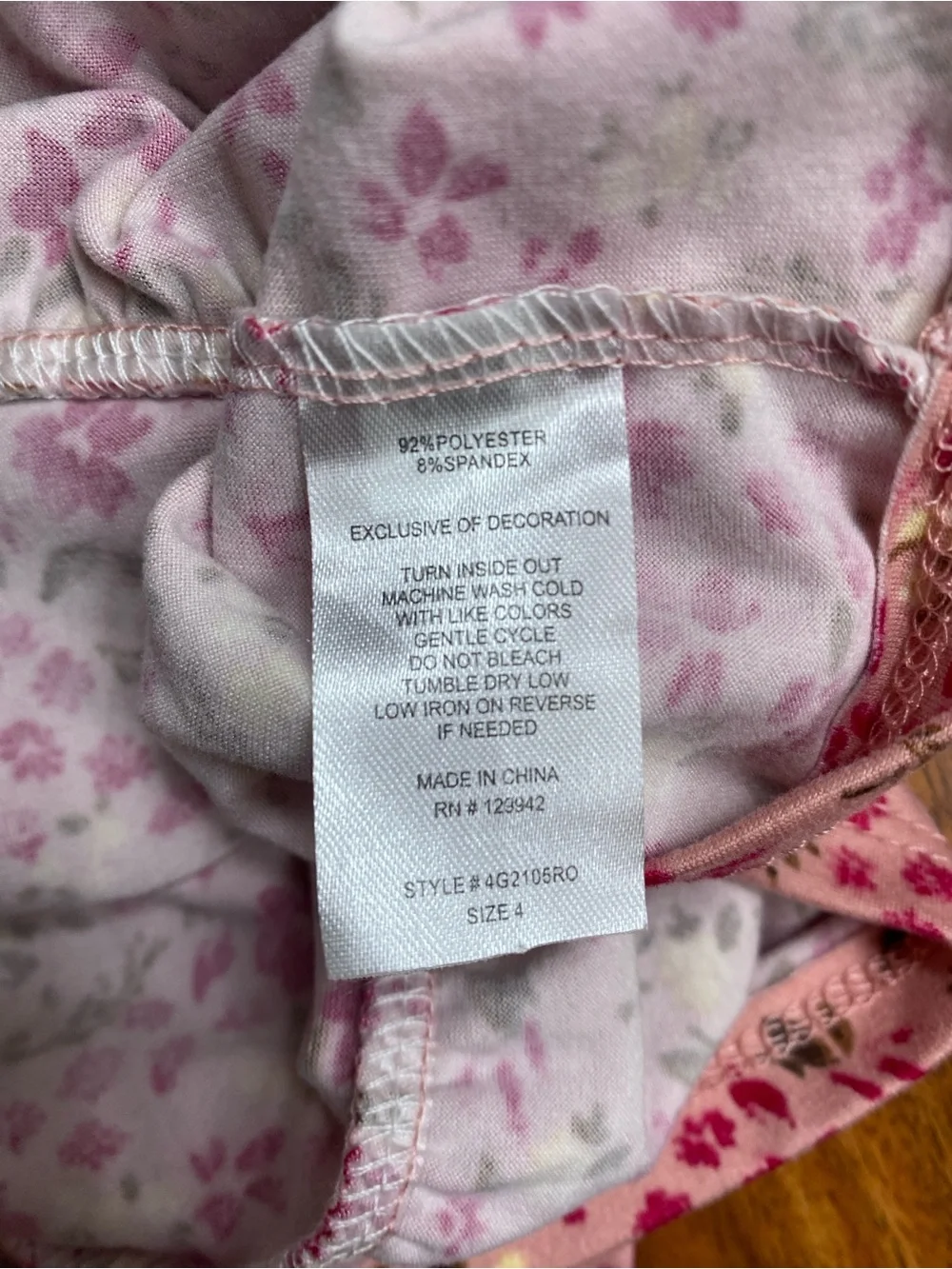 Btween Girls Pink Smock Floral Tiered Long Sleeve Mini Dress Size 4 Cottagecore